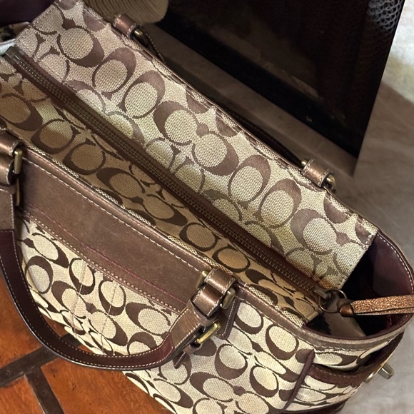 Coach Tan and Brown Signature Tote - Picture 3 of 16